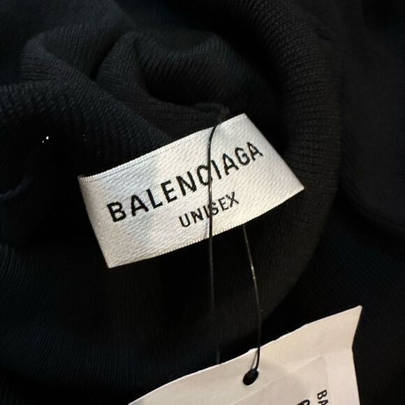 Balenciaga Unisex Knit Ribbed Logo Patch‎ Turtleneck Jumper Black Size Small - Picture 10 of 15